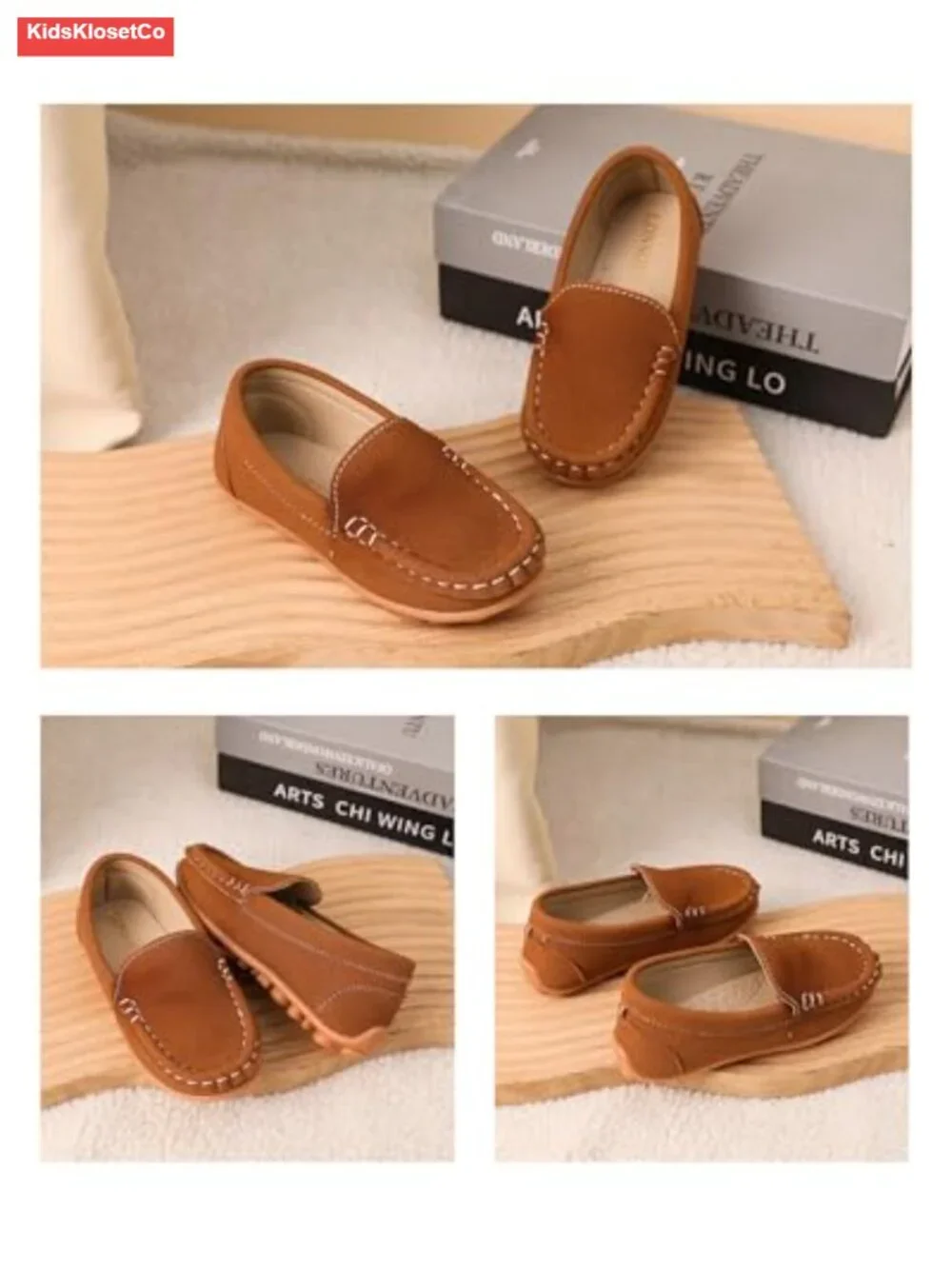 Boys Faux Suede Mocc Slip-On Dress Shoes TPR Sole